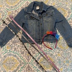 Gymboree Girls Jean Jacket 3 belts & Headband - Small 5-6 kids clothes - Simi Valley 