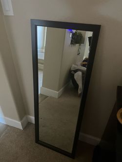 Full-Length Black Framed Wall Mirror for $30