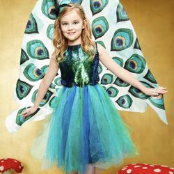 Girls Peacock Sequin Costume Size 8