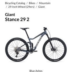 Giant Stance 2 Mountain Bike medium Frame 29
