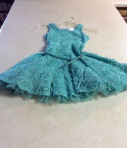 Girls Knit works Aqua Teal Dress Size 6