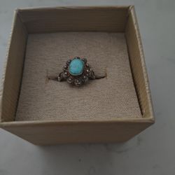 A Silver Size 7 Ring With Genuine Persian Turquoise 