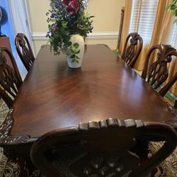 Cherry Table With 2 Sleeves & 6 chairs