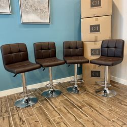 New 4 Brown Bar Stools 