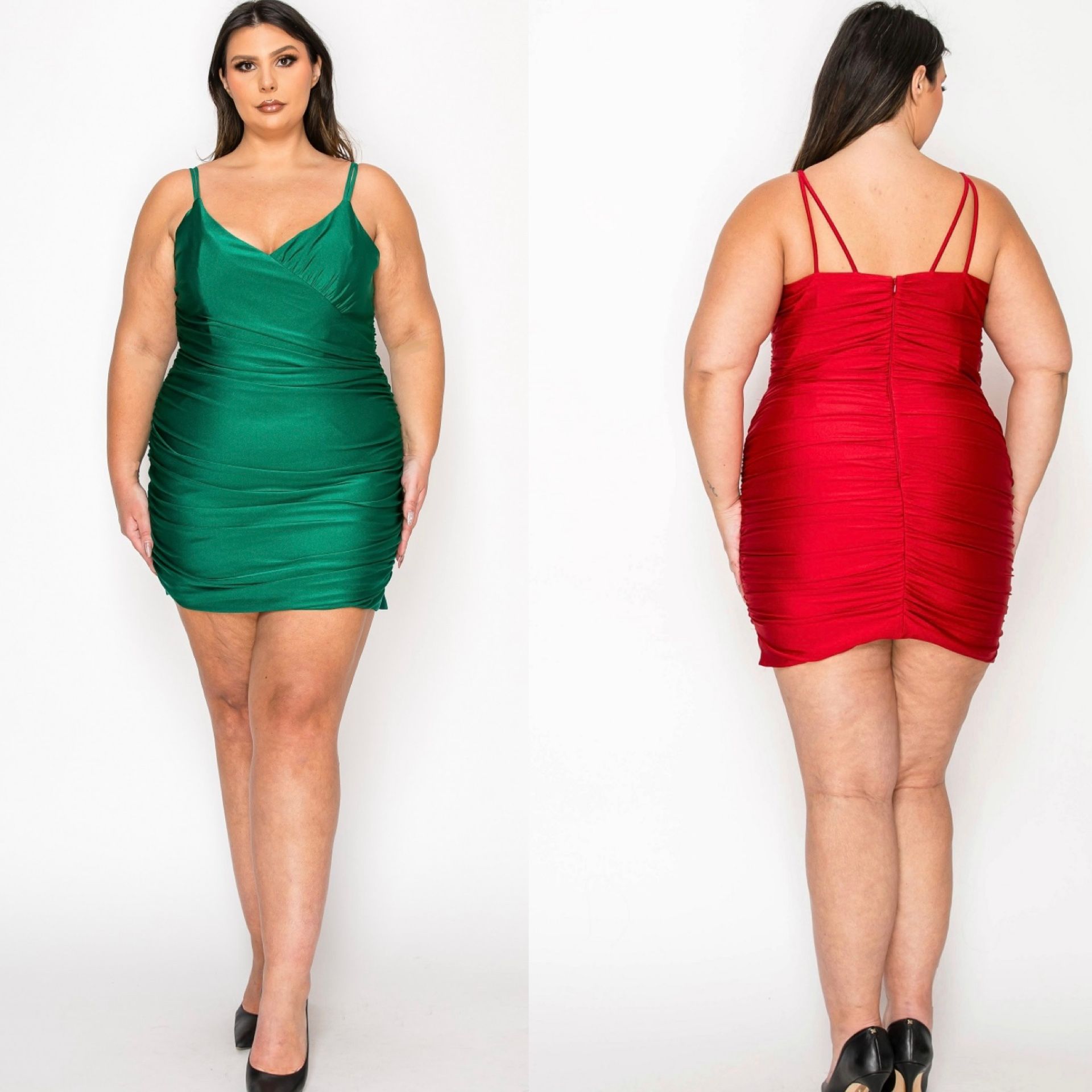 Satin Fitted Plus Size Short Formal Dress & Homecoming Dress $125