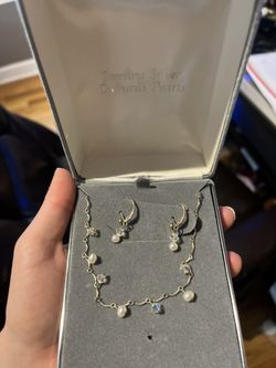 Sterling Silver Pearl Necklace and Earring Set
