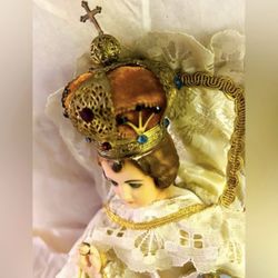 BABY Boy Child King JESUS CHRIST Orig Vintage Antique Fine Art Doll Statue Italy