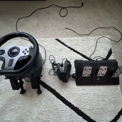 Pxn V9 Gaming Steering Wheel With Pedals And Shifter 270/900° Dual-motor