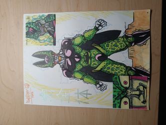 Perfect Cell Dragon Ball Z Original Art Piece (acrylic and pen)