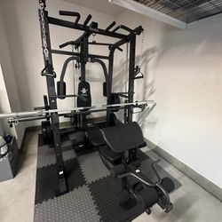 Vesta Fitness Smith Machine 1001 w/Bench Attachment | 230lb Bumpers Olympic Weights | 7ft Olympic Bar | Gym Equipment | FREE DELIVERY/INSTALL🚚 