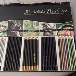50 Artist Pencils Set (Coloring/Charcoal/Watercolor/Drawing/Metallic)