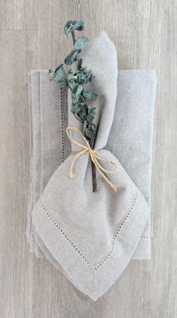 100% Cotton Hemstitch Dinner Napkins Set Of 16