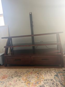 Wood TV Stand with Mount and Shelves