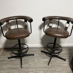 Swivel Iron And Leather Bar Stools