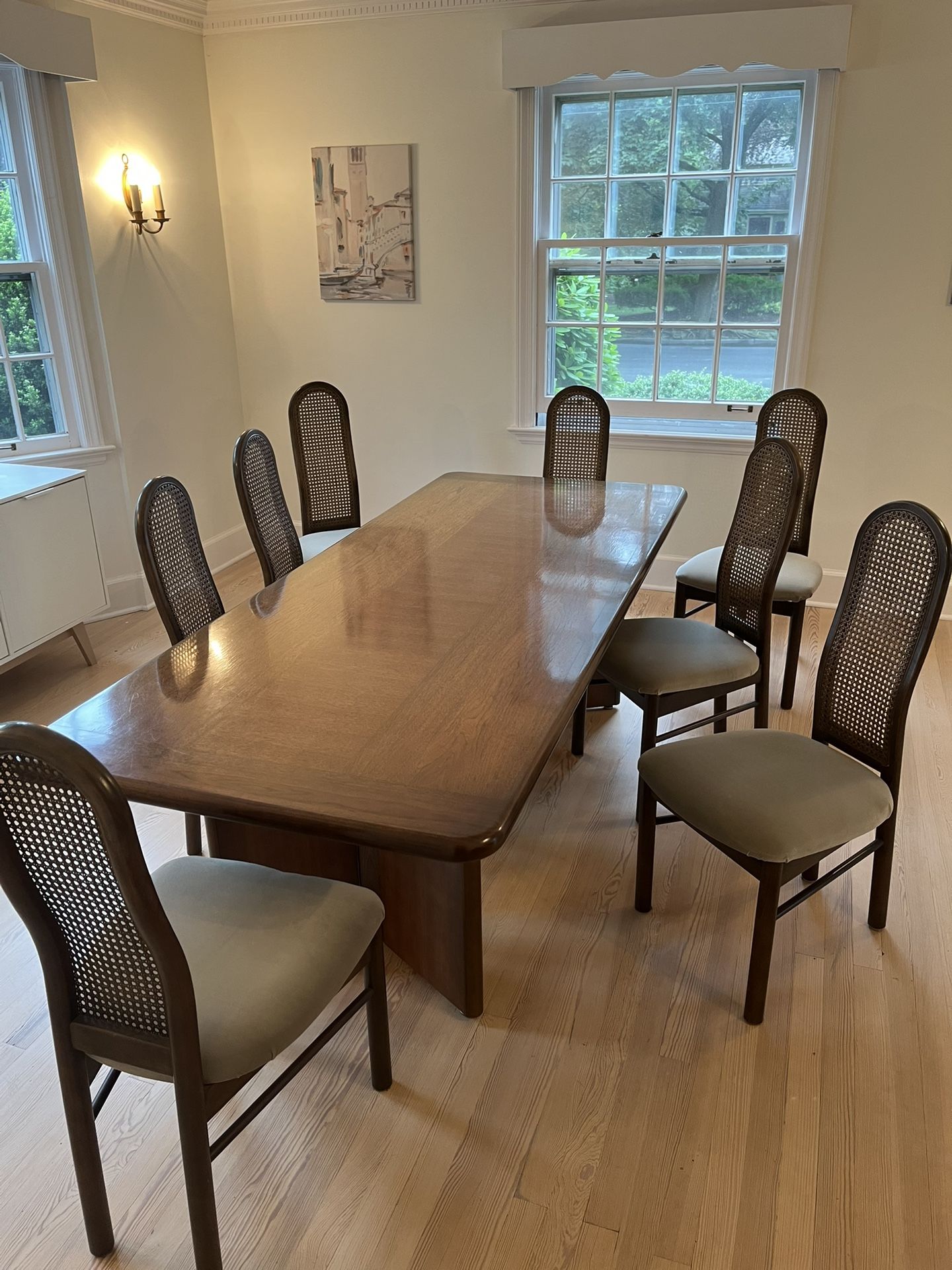 MCM Danish Designer Behr Mid Century Modern Dining Set With 8 Chairs