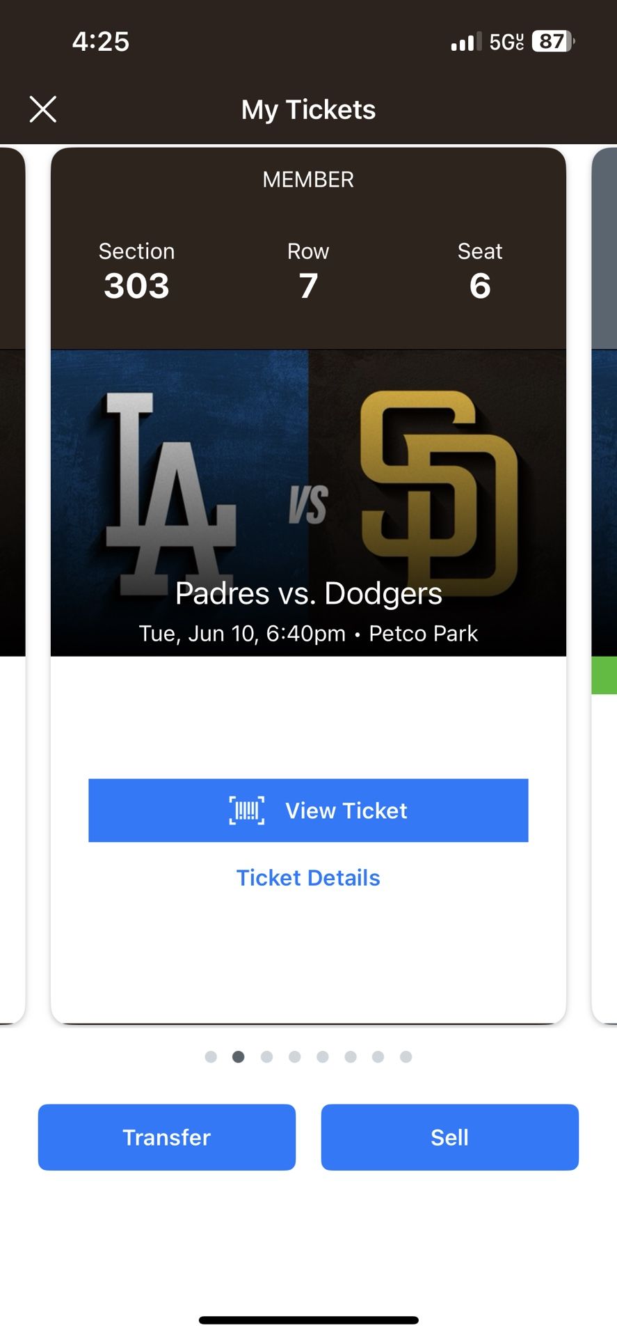 Two Separate Single Tickets To San Diego padres La Los Angeles Dodgers $80 Firm Each June 10 6:40pm Tuesday