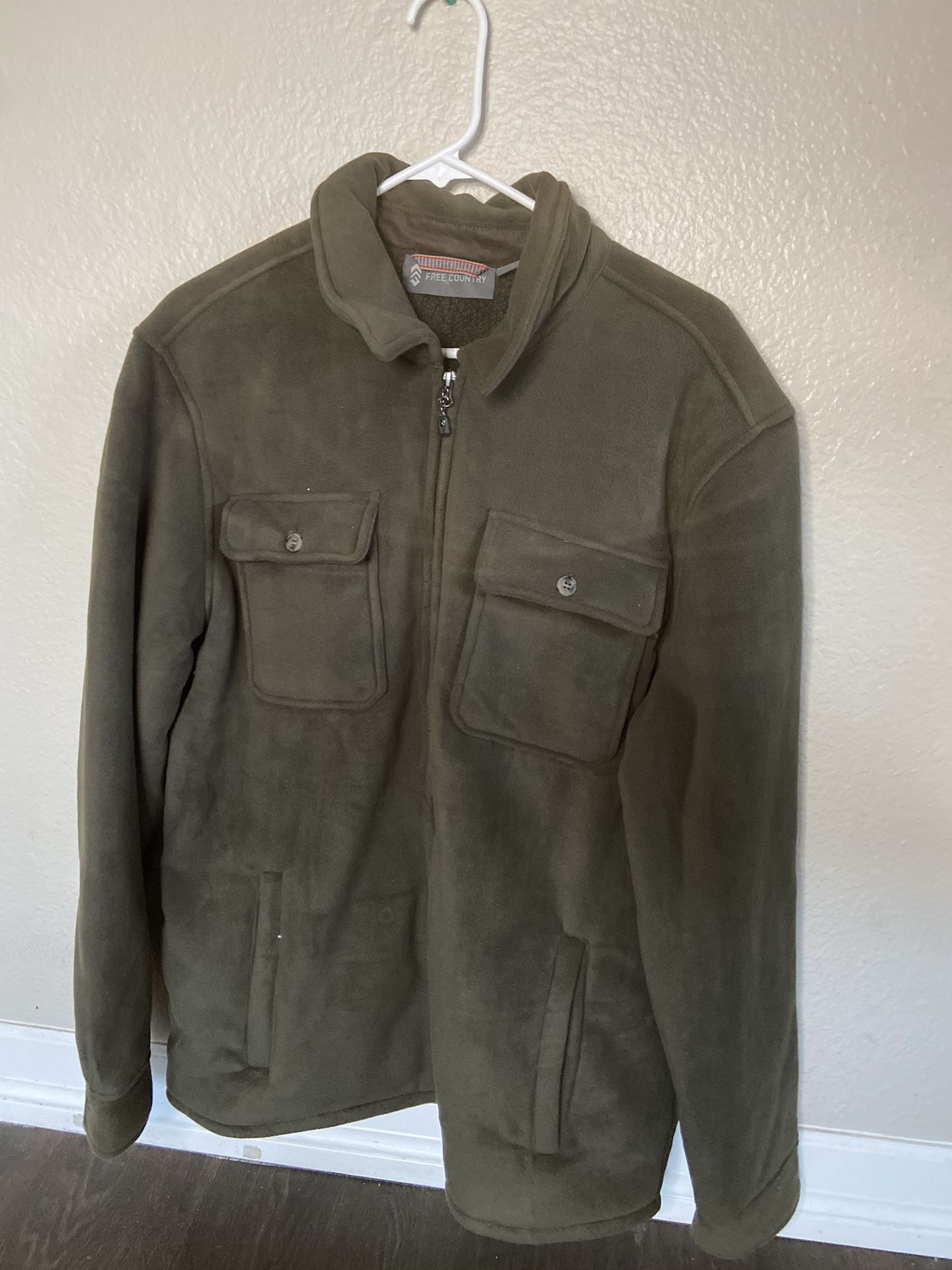 Free Country Olive Green Fleece Shirt Jacket 
