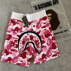 BAPE Pink Camo Shark Sweat Shorts