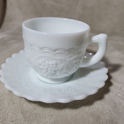 Vintage Imperial Milk Glass Cup & Saucer