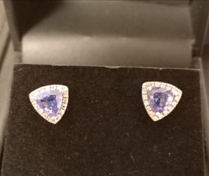 Gold, Tanzanite and diamond earrings.