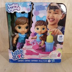 Baby Alive Sudsy Styling Doll, Bubbly Salon Fun w/ Bubbles + Accessories Brown 