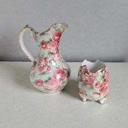 Formalities by Baum Bros Egg Shaped Floral Footed Vase N Pitcher