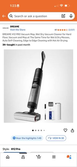 DREAME H12 PRO Vacuum Mop, Wet Dry Vacuum Cleaner for Hard Floor, Vacuum and Mop at The Same Time