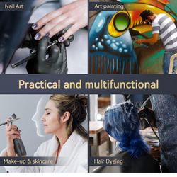 Cordless Airbrush Kit with Compressor,5200mAh Large Battery Capacity Portable Airbrush Painting Set,32 PSI High Pressure Dual Action Handheld Airbrush