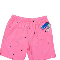 NEW Nautica Pink Sailboat Print  Men’s Swimsuit Trunks Board Shorts Size Large