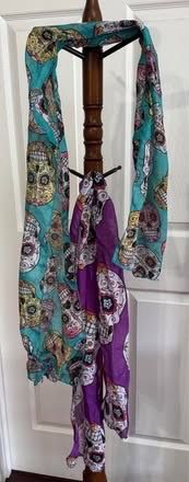 2 Scarves Sugar Skulls Day of the Dead Halloween Skulls $5 for All