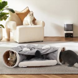 Cat Tunnel Bed with Hanging Toys