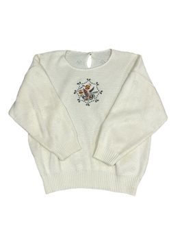 Vintage Cottagecore Embroidered 3/4 Sleeve Sweater (S)