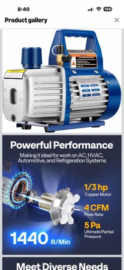 VIVOHOME 110V 1/3 HP 4 CFM Single Stage Rotary Vane HVAC Vacuum Pump Auto AC Vacuum Pump for Mini Split Automotive Air Conditioner R134a R12 R22 R502 