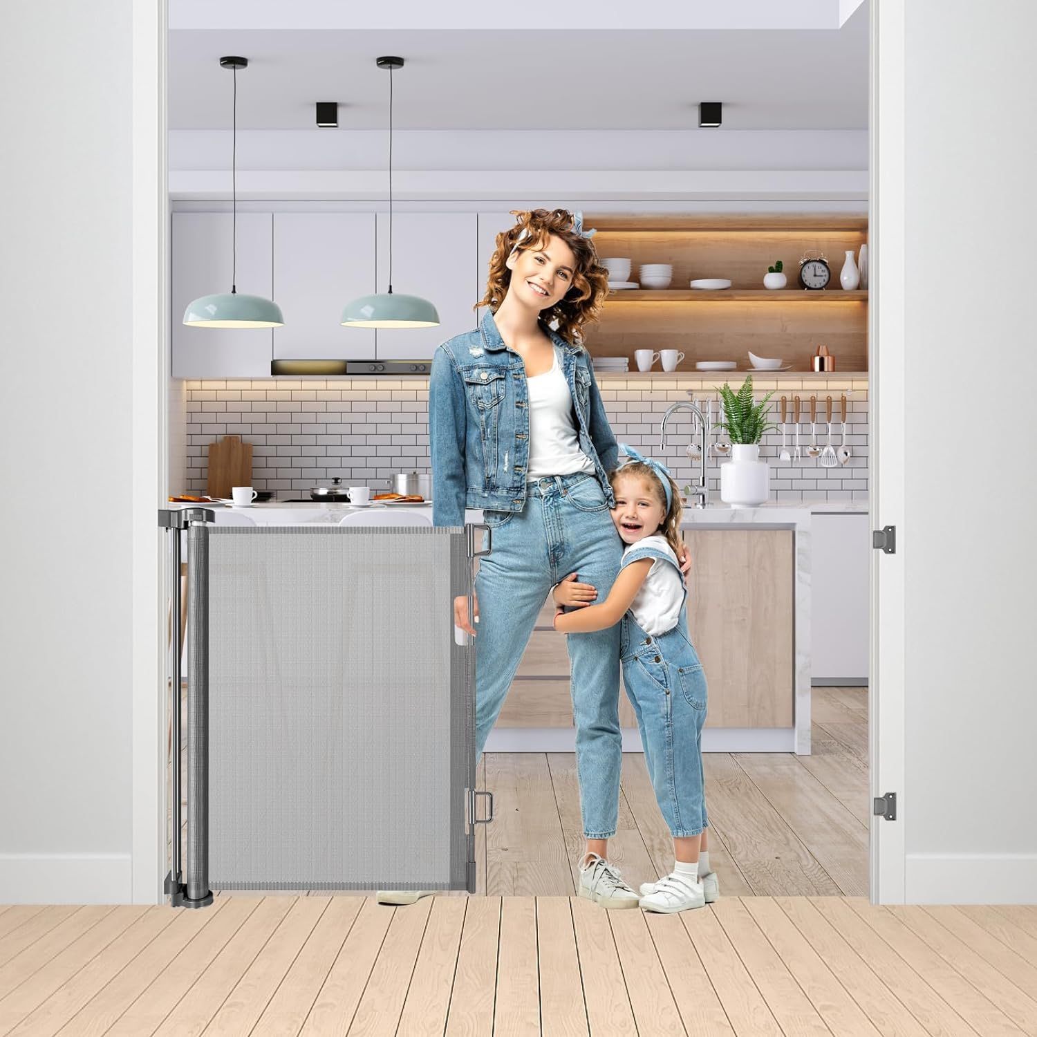 75 Inch Retractable Baby Gate Extra Wide Mesh Gate for Kids and