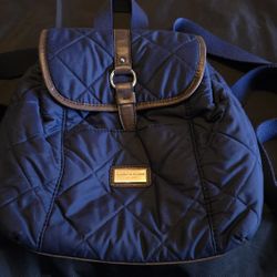 TOMMY HILFIGER QUILTED & LEATHER BLUE NAVY BAG BACKPACK MEDIUM