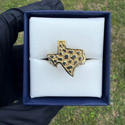 Gold Nugget Texas Shaped Ring 10k