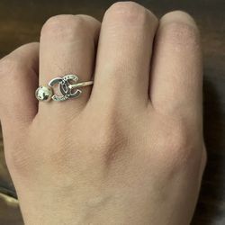 Double C Adjustable Ring In Silver 925