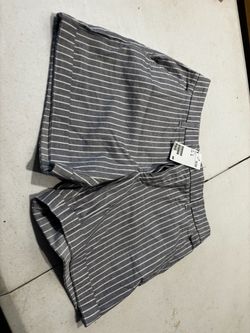 Gray Striped Shorts with Tags