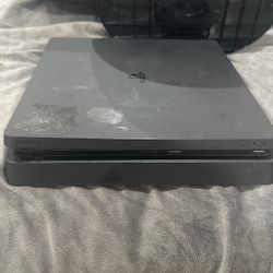 PS4, Tv With All Wires And  A PS4 Controller.