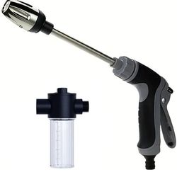 High Pressure Car Wash Spray Gun with Soap Dispenser, Long Rod garden hose nozzle pressure gun for hose for Plant Watering and Lawn Care