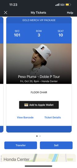 2 Peso Pluma Tickets Gold Merch VIP Package 2200 OBO