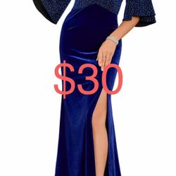ZAFUL Women's Formal Velvet Cocktail Wedding Guest Dress, Sequin Party Split Dress Flare Sleeve V Neck Evening Gowns