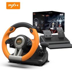 PXN Racing Wheel - Gaming Steering Wheel for PC, V3II 180 Degree Driving Wheel Volante PC Universal Usb Car Racing with Pedal for PS4, PC, PS3, Xbox S