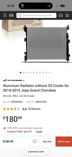 Jeep grand Cherokee radiator