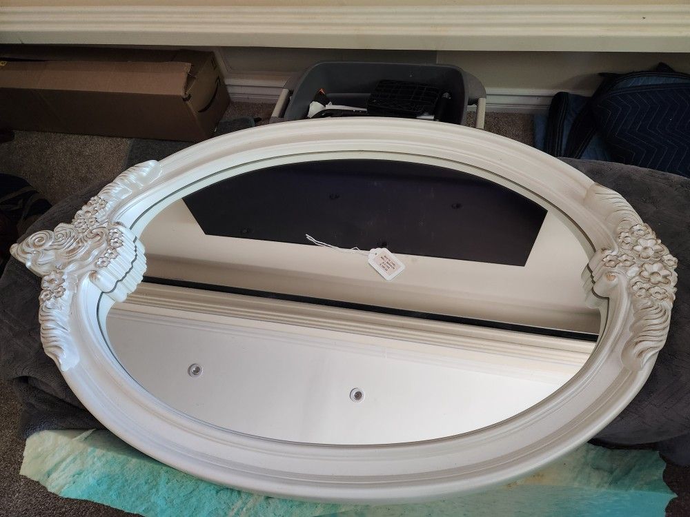 White Oval Wall Mirror