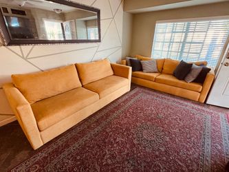Mustard Yellow Velvet-like Sofa Set – 2 Pieces