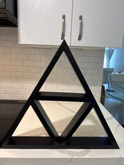 Modern Black Triangle Wall Shelf / Geometric Crystal Display