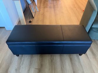 Black leather ottoman 50.5” long