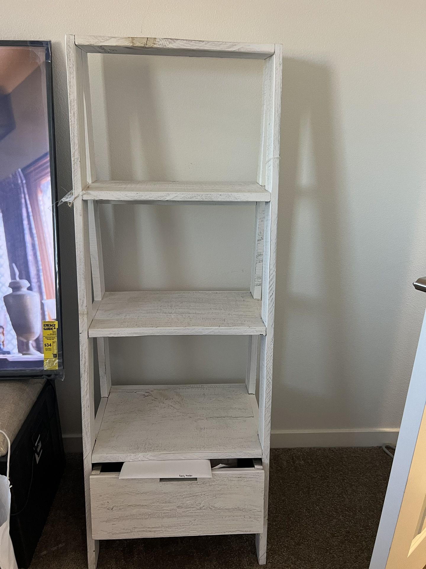 Distress White Ladder Shelf 