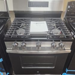 30 in. 5-Burners Smart Free-Standing Gas Convection Range in Stainless with EasyWash Oveh Tray And No-Preheat Air Fry